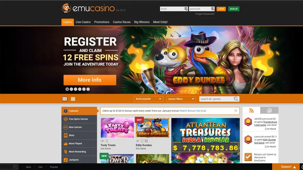 Emu Casino Free Spins Review NZ 