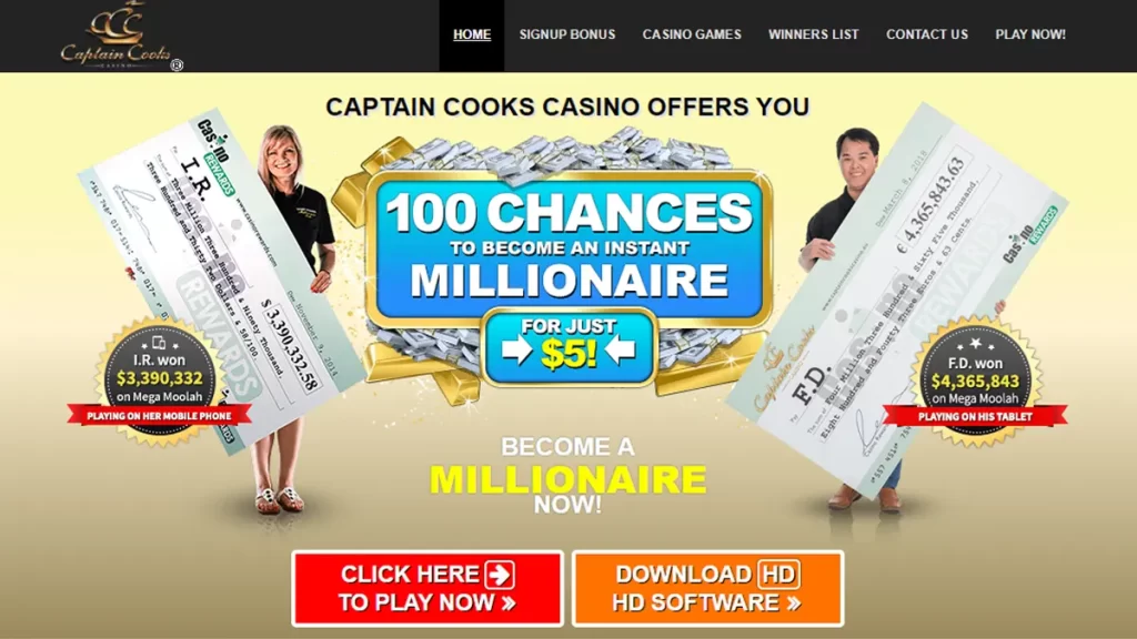 Captain Cooks $5 Deposit Bonus