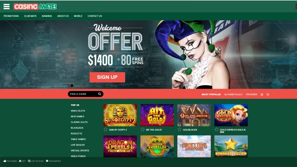 Casino Mate - 80 Free Spins