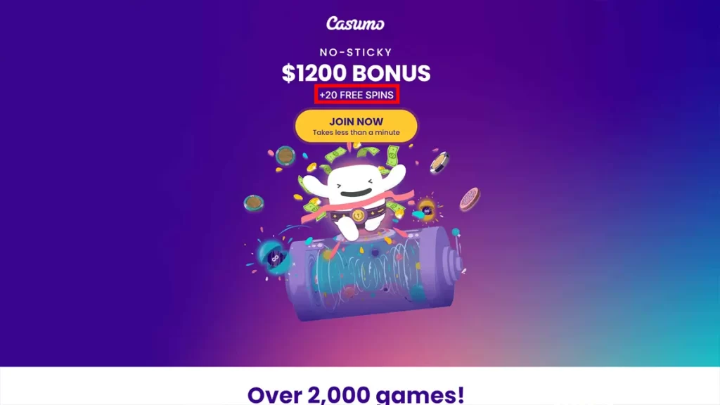 Casumo Casino 20 Free Spins no Deposit