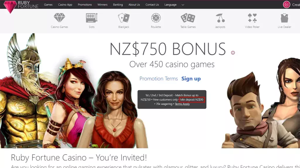 Ruby Fortune homepage