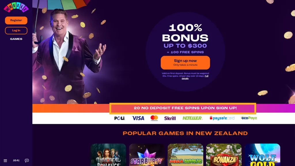 Wheelz Casino 20 Free Spins no Deposit