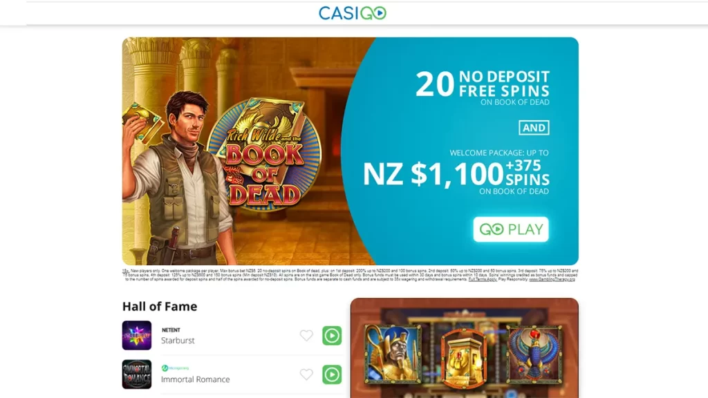 Casigo 20 no deposit Free Spins Book of Dead