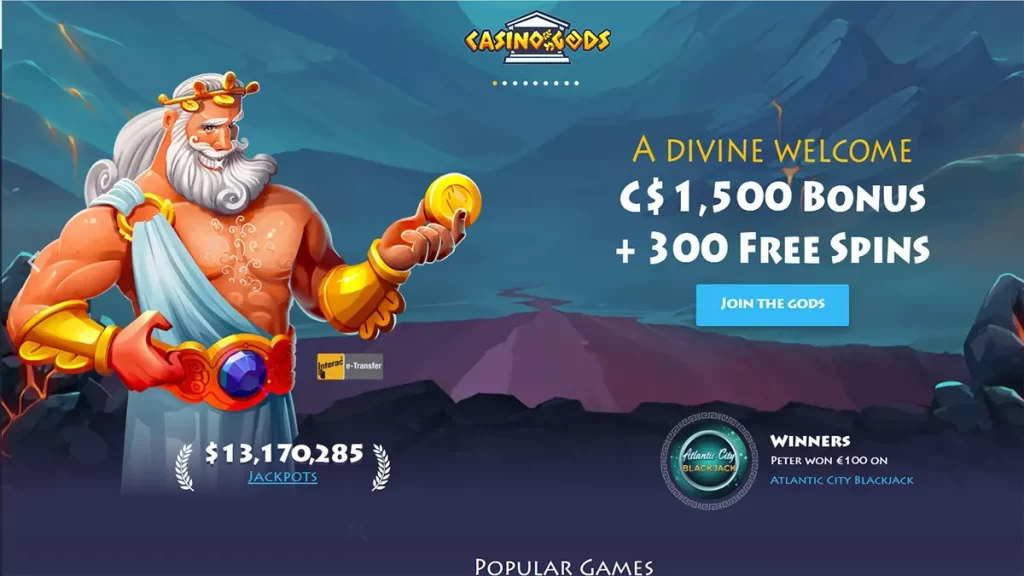 Casino Gods homepage