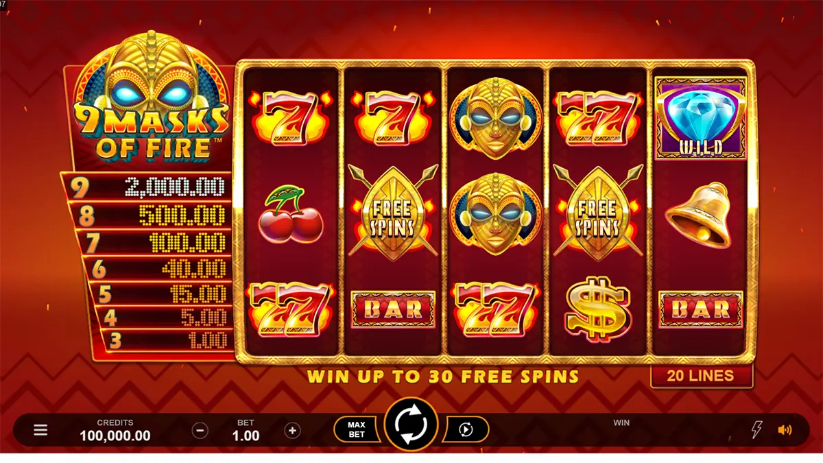 9 Masks of Fire slot screenshot