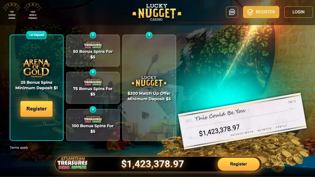 Lucky Nugget $1 Deposit Screenshot