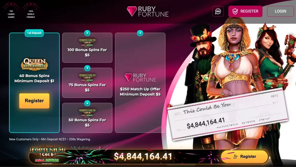 Ruby Fortune $1 Deposit Screenshot