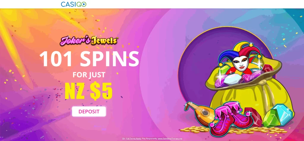 CasiGo 101 free spins for $5 deposit