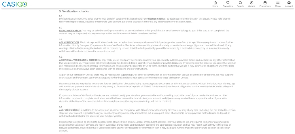 CasiGo Terms and Conditions