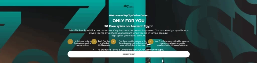 SkyCity 50 no deposit free spins