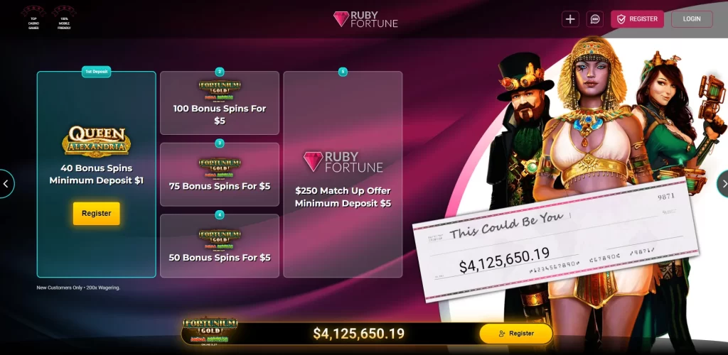 Ruby Fortune $1 bonus