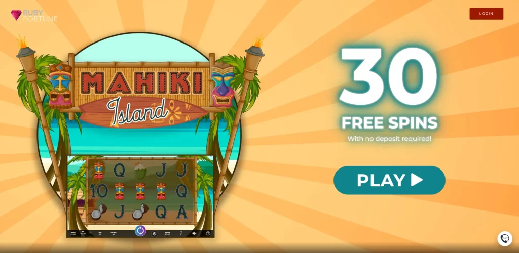Ruby Fortune 30 free spins mahiki island