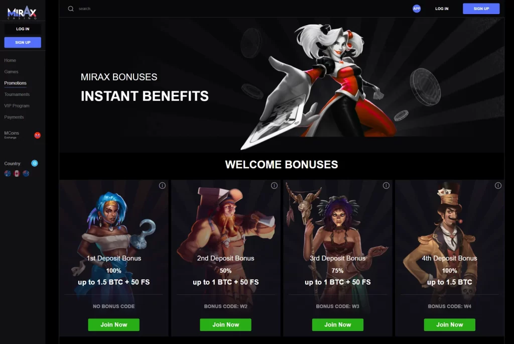 Mirax Casino welcome bonus