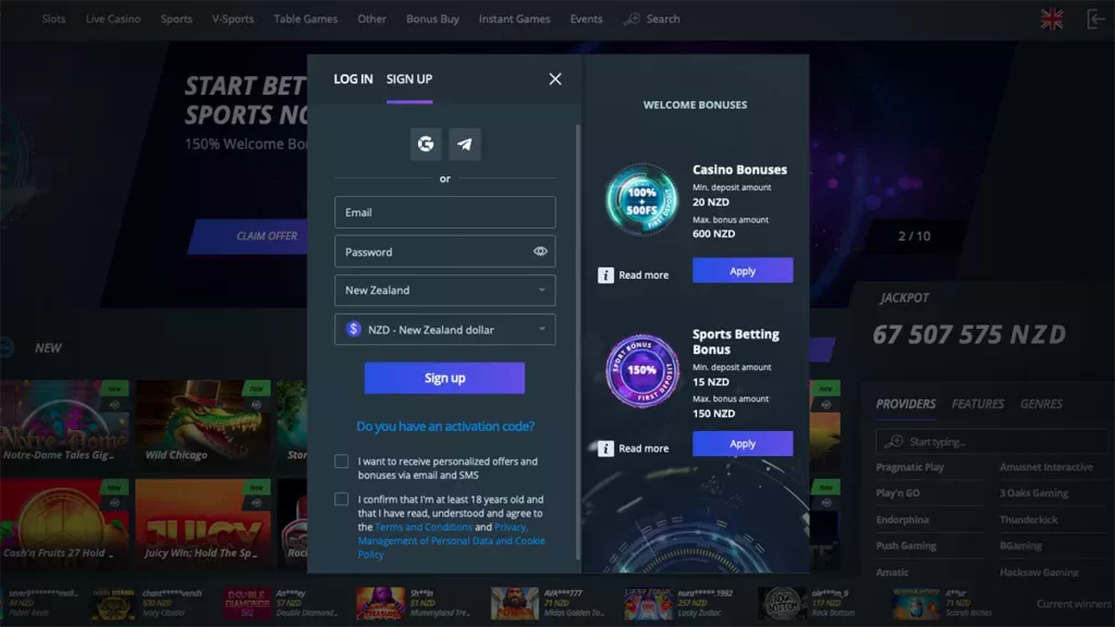 Jet Casino Landing Page