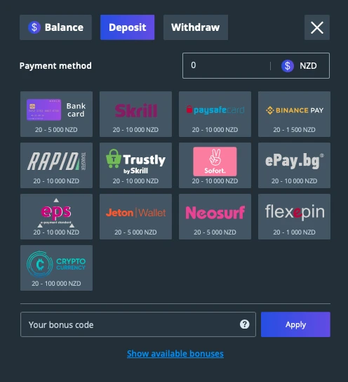 Jet Casino Payment Methods