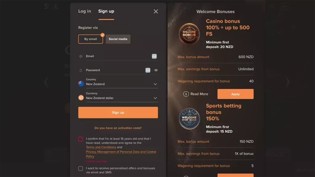 Sol Casino landing page