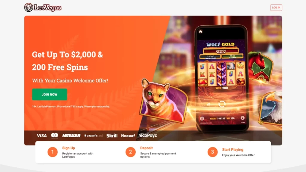 LeoVegas Casino homepage
