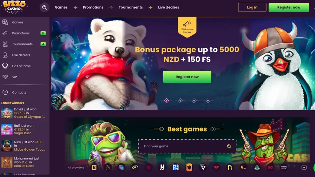 Bizzo Casino NZ Hompage