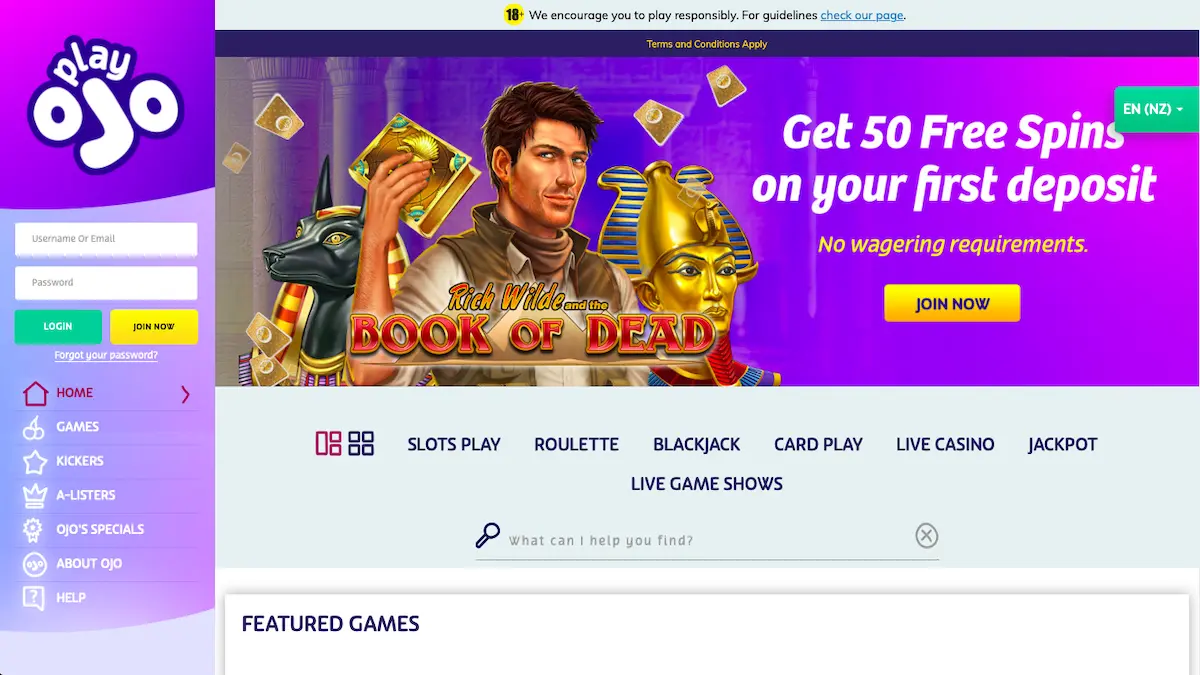 Claim PlayOJO 50 Free Spins Without Wagering Requirements