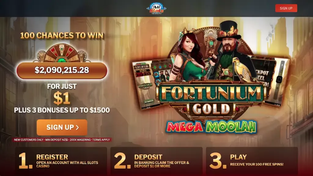All Slots Casino 100 Free Spins for $1