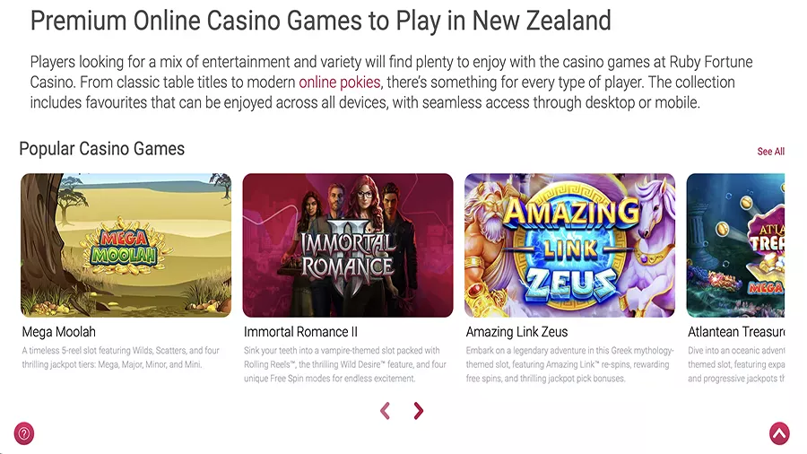 Ruby Fortune Casino Games